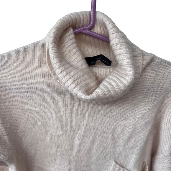 360 Cashmere Isilda Beige Turtleneck Sweater Women’s Small Ribbed Knit Pocket - Picture 4 of 7